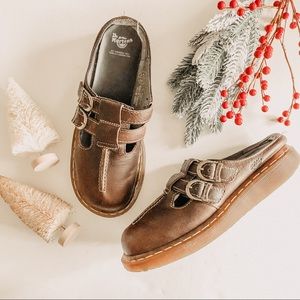 Dr. Martens Dark Brown Mules. Size 8